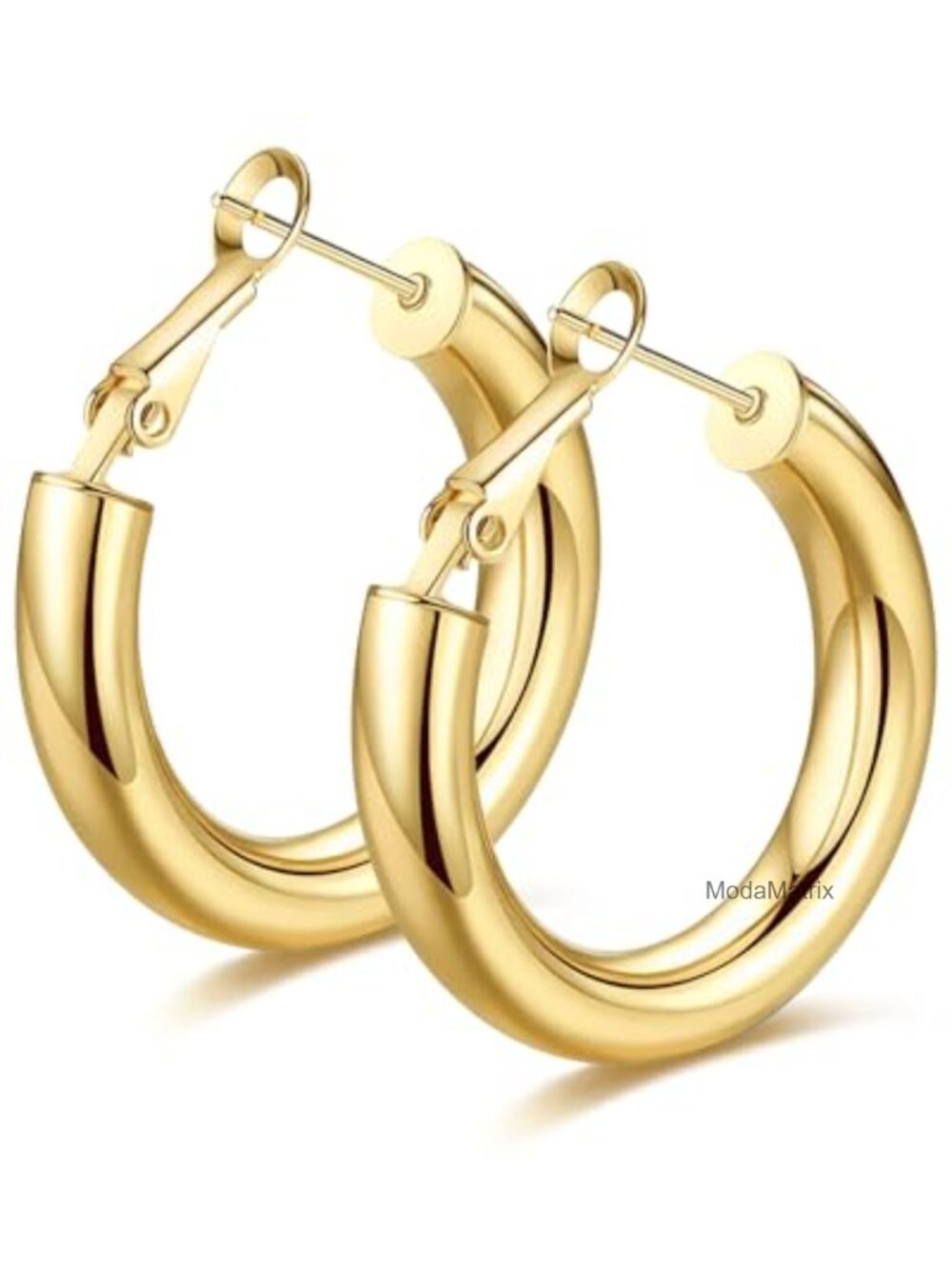 Chunky Gold Hoop Earrings 14K Gold Plated Lightweight Hollow Tube Thick Hoops